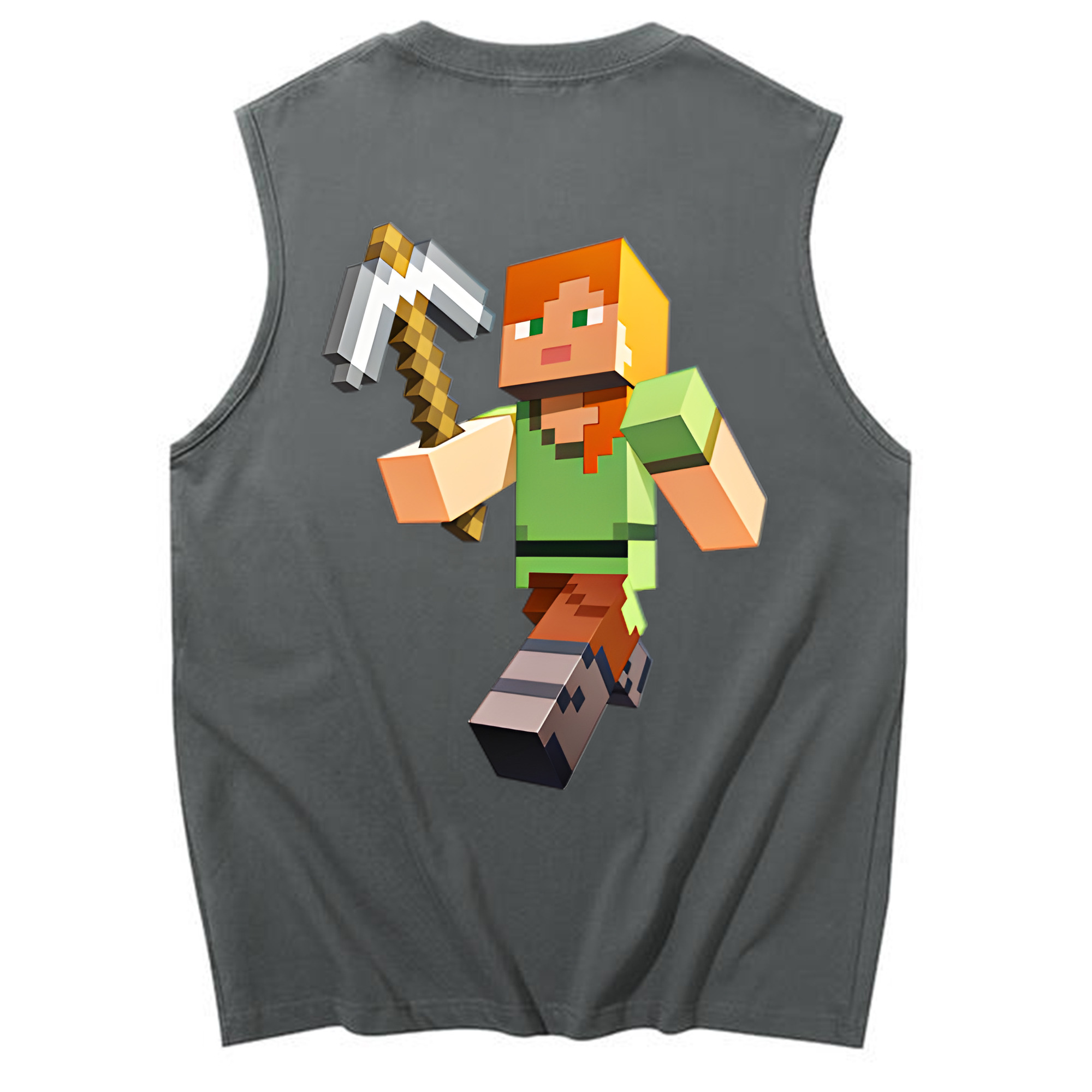 （画像用） マインクラフト ブロックの世界 Minecraft MC Block world コットン100％タンクトップ（背面プリント）
